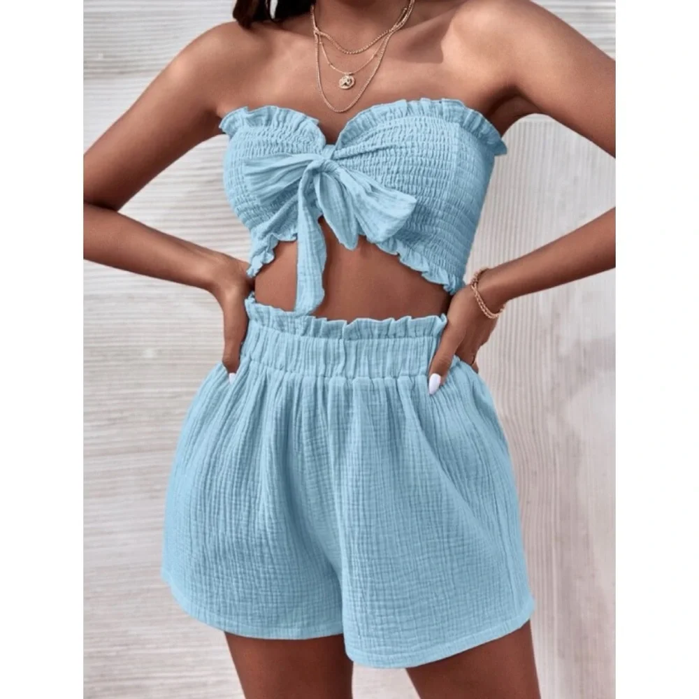 Shein baby blue matching set Small #84 NWOT